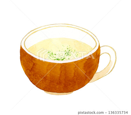 馬鈴薯濃湯(馬鈴薯湯)手繪水彩插圖,描繪了烹飪和食物的場景 馬鈴薯濃湯(馬鈴薯湯)手繪水彩插圖,描繪了烹飪和食物的場景 136335734