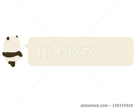 熊貓的背影，圖中有對話框。 136335929