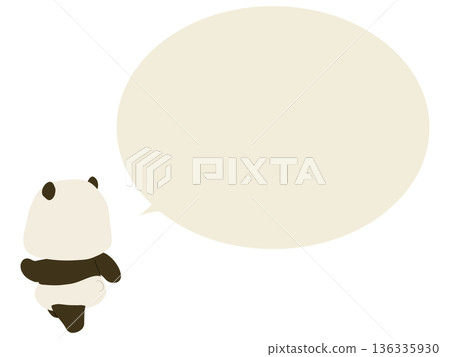 熊貓的背影，圖中有對話框。 136335930