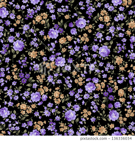 Beautiful floral pattern, perfect for textiles and backgrounds, 136336034