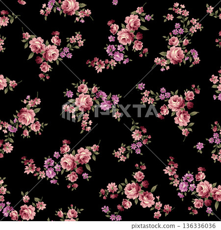 Beautiful floral pattern, perfect for textiles and backgrounds, 136336036