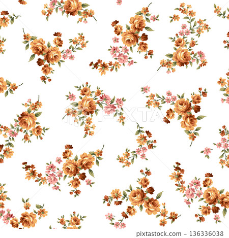 Beautiful floral pattern, perfect for textiles and backgrounds, 136336038