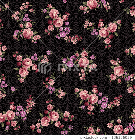 Beautiful floral pattern, perfect for textiles and backgrounds, 136336039
