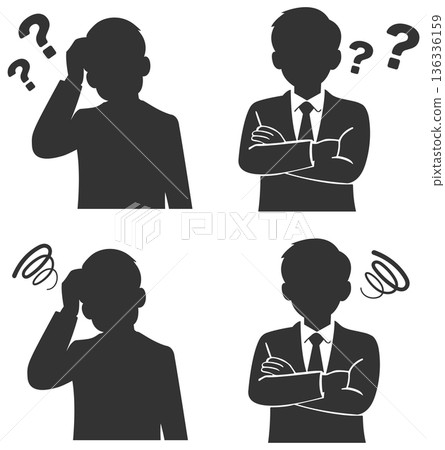 憂心忡忡的商人男性剪影 憂心忡忡的商人男性剪影 136336159