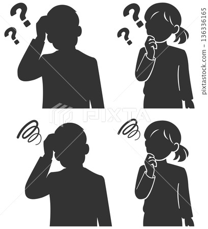 憂心忡忡的商界人士，男女剪影 136336165