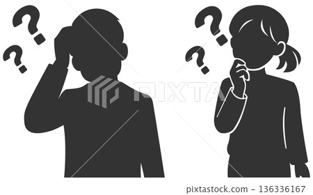 憂心忡忡的商界人士,男女剪影 憂心忡忡的商界人士,男女剪影 136336167