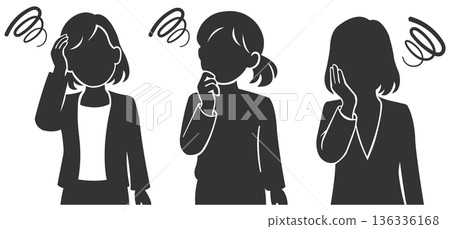 憂心忡忡的商務人士擺出女性剪影 136336168