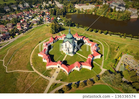 Pilgrimage Church of St. Jan Nepomucky on Zelena hora. Czech Republic Zdar nad Sazavou. 136336574