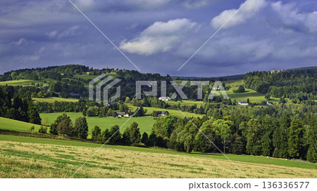 Beautiful autumn landscape. Colourful nature in autumn time. Highlands - Blatiny - Czech Republic. 136336577