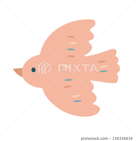 Vector illustration of a bird flying in the sky in Scandinavian design style 136336616