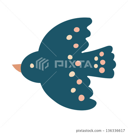 北歐設計風格的鳥兒在空中飛翔的向量插圖 136336617