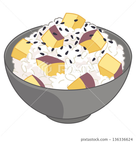 用地瓜和黑芝麻烹調的米飯示意圖 136336624