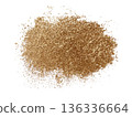 Abstract golden glittery textured paint spot isolated on a white background. Scattered glitter. Element of organic surface texture. Artistic concept of material and abstract texture for design. 136336664