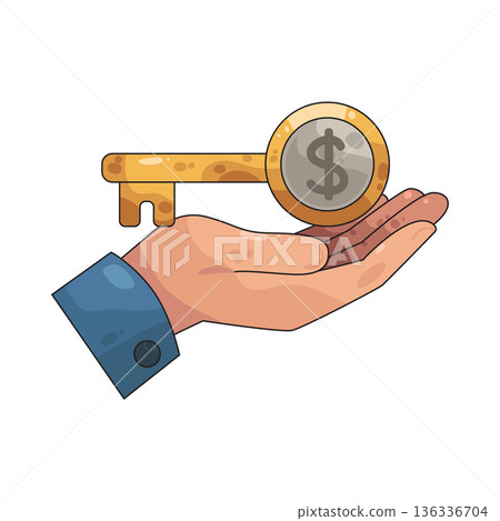 Illustration of financial key 136336704