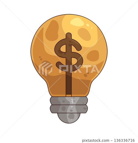 Illustration of idea bulb with dollar symbol Illustration of idea bulb with dollar symbol 136336716