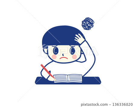 A boy who is worried about not understanding his studies A boy who is worried about not understanding his studies 136336820