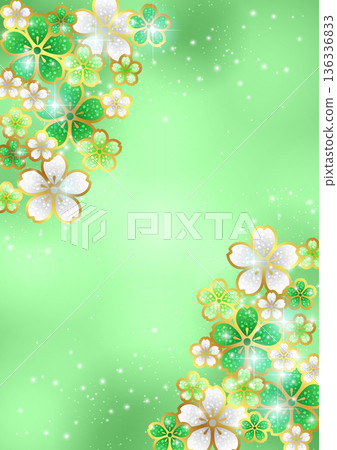 櫻花首飾,背景,插圖,綠色,閃亮,可愛,直版 櫻花首飾,背景,插圖,綠色,閃亮,可愛,直版 136336833