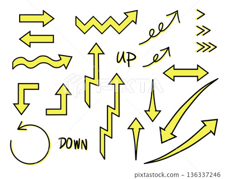 Set of various yellow arrows Set of various yellow arrows 136337246