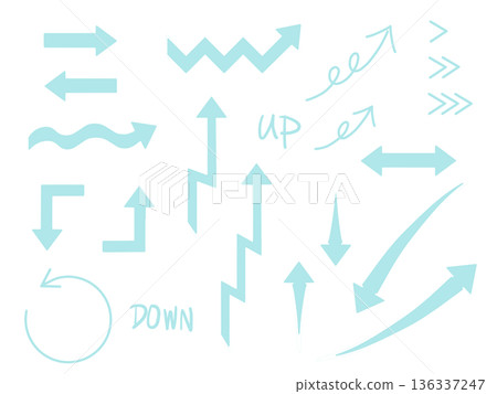 Set of various light blue arrows Set of various light blue arrows 136337247