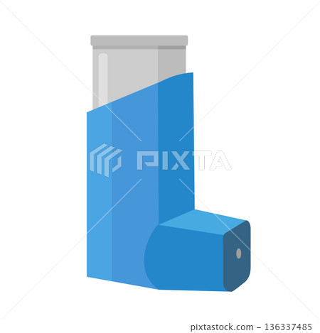 Illustration of asthma medication, inhaler, inhaler 136337485