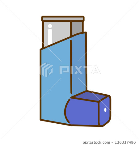 Illustration of asthma medication, inhaler, inhaler 136337490