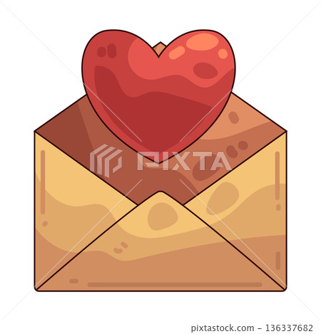 Illustration of Envelope Open Heart Illustration of Envelope Open Heart 136337682