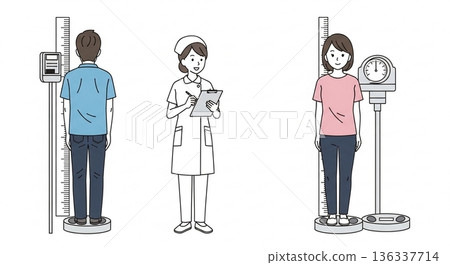 接受身高體重測量的人 | 健康檢查圖片 136337714