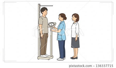 接受身高體重測量的人 | 健康檢查圖片 136337715