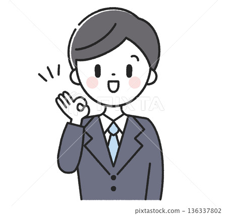 男員工比出OK手勢 男員工比出OK手勢 136337802