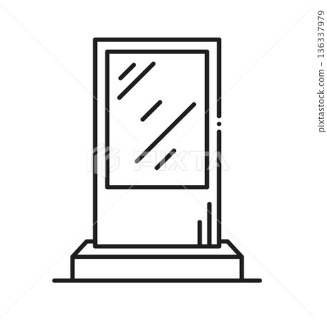 Street promotion city light stand display line icon or pictogram. Exhibition presentation city light thin line sign, outdoor stand display lineart vector icon. Advertising banner pictogram Street promotion city light stand display line icon or pictogram. Exhibition presentation city light thin line sign, outdoor stand display lineart vector icon. Advertising banner pictogram 136337979