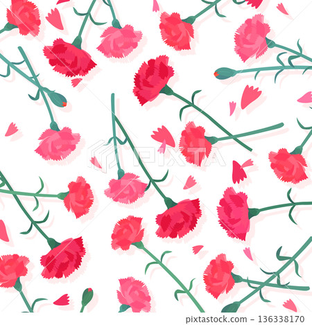 Carnation pattern background_transparent background_square 136338170
