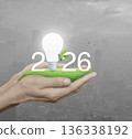 Happy new year 2026 green ecology and saving energy concept 136338192