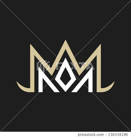 m letter royal crown line logo element design. m letter royal crown line logo element design. 136338196