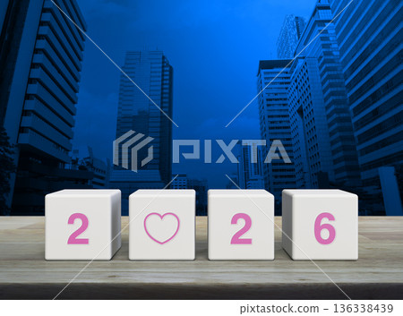 Happy new year and Valentines day 2026 concept Happy new year and Valentines day 2026 concept 136338439