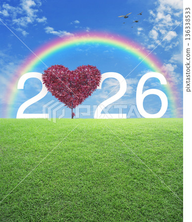 Happy new year and Valentines day 2026 cover concept Happy new year and Valentines day 2026 cover concept 136338533