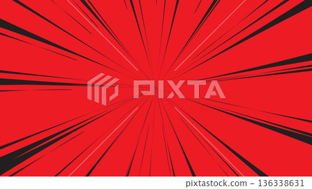black comic exploding lines on red background 136338631