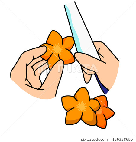 Illustration of carrot slicing | Cooking and cooking process Illustration of carrot slicing | Cooking and cooking process 136338690