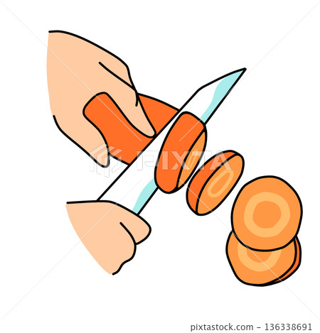 Illustration of slicing carrots | Cooking and cooking process Illustration of slicing carrots | Cooking and cooking process 136338691