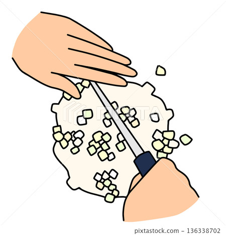 Illustration of chopping onions | Cooking and cooking process 136338702