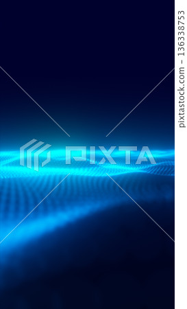 Glowing blue particle wave landscape with dotted grid and soft depth of field, futuristic digital data background with copy space Glowing blue particle wave landscape with dotted grid and soft depth of field, futuristic digital data background with copy space 136338753