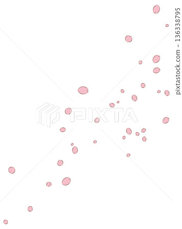 櫻花花瓣飄落的簡單插圖（有線條）[直式] 136338795
