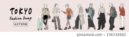 Tokyo Autumn Fashion Snap Illustration Set: Full-body Fashion Collection Tokyo Autumn Fashion Snap Illustration Set: Full-body Fashion Collection 136338882