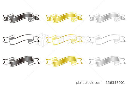 Luxury ribbon banner set. All color variations. Metallic gradient. Headline decoration vector material. Luxury ribbon banner set. All color variations. Metallic gradient. Headline decoration vector material. 136338901