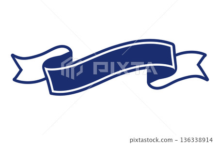 Navy classic ribbon frame Reliable heading banner 136338914