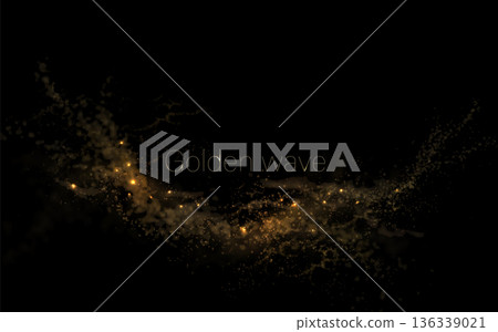 An isolated figure of golden color, composed of small mosaic tiles An isolated figure of golden color, composed of small mosaic tiles 136339021
