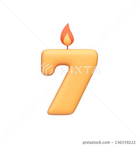 Number Seven Birthday Candle 3D Icon 136339222