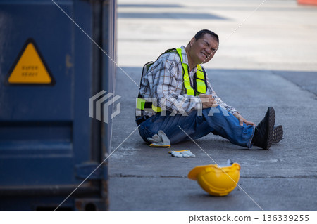 First aid support accident at work of worker at factory. First aid support accident at work of worker at factory. 136339255