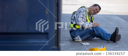 First aid support accident at work of worker at factory. First aid support accident at work of worker at factory. 136339257