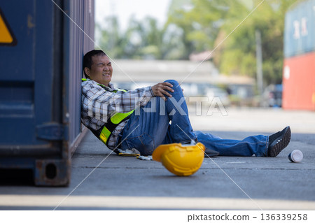 First aid support accident at work of worker at factory. First aid support accident at work of worker at factory. 136339258