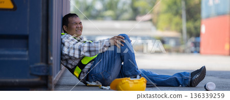 First aid support accident at work of worker at factory. First aid support accident at work of worker at factory. 136339259